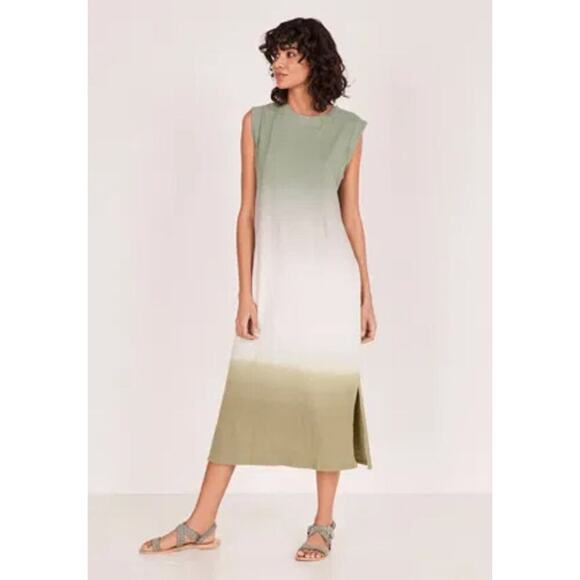 Hush Womens Colorblock Jersey Maxi Dress Gray Beige Tan Ombre Light Cotton Linen - Picture 1 of 14